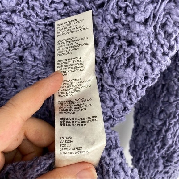 Free People NWT Sunday Shore Cotton Blend Chunky Open Knit Purple Sweater New - Picture 9 of 10